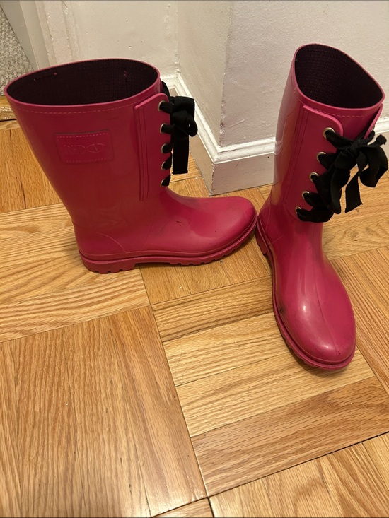RED Valentino Shoes - RED Valentino Hot Pink Lace-Up Rain Boots